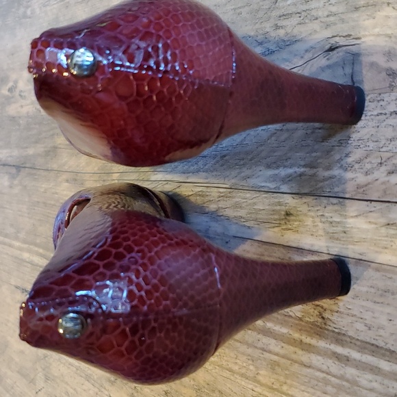 Stuart Weitzman Logo Plainfield Vino Crystal Snake Peep Toe Platform - Picture 5 of 10